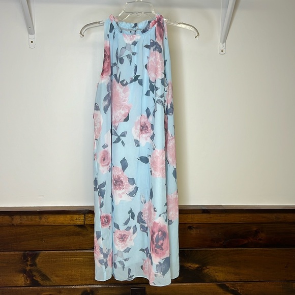 Amazon Kojooin Blue & Pink Floral Sleeveless Dress- S - Picture 1 of 6